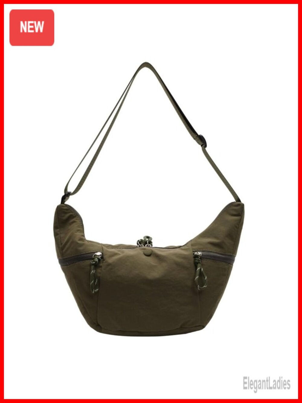 Crossbody Hobo Bag Lightweight Adjustable Strap Zippered Pockets